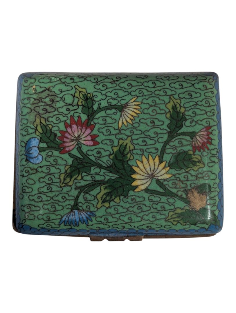 Vintage Chinese Cloisonné Enamel Hinged Trinket Box