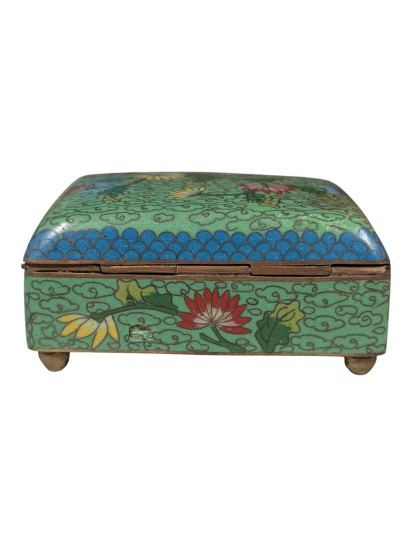 Vintage Chinese Cloisonné Enamel Hinged Trinket Box