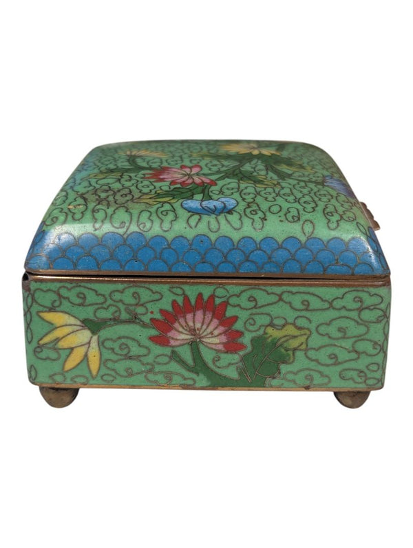 Vintage Chinese Cloisonné Enamel Hinged Trinket Box