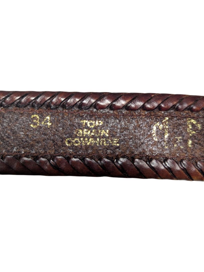Vintage Brown Tooled Leather Western Belt – Size 34