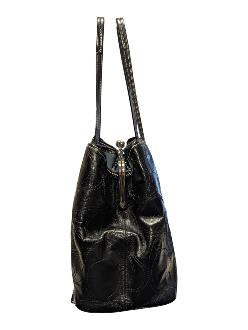 Coach Black Patent Leather Signature Tote Bag
