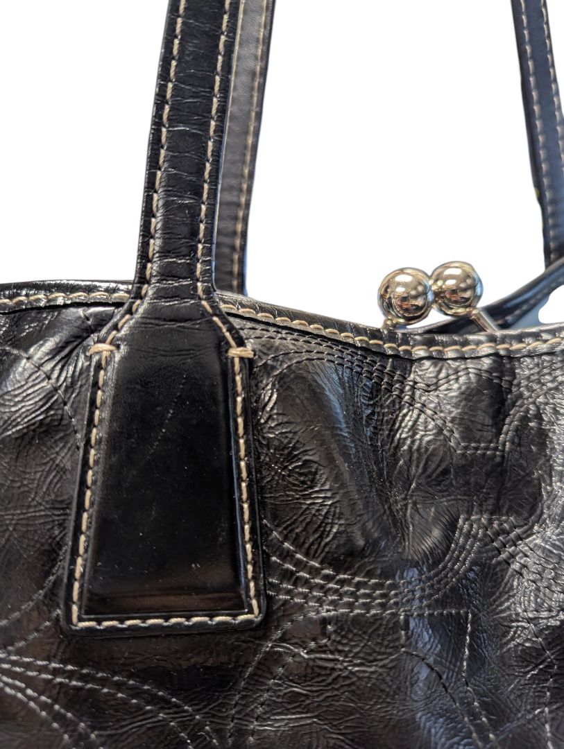 Coach Black Patent Leather Signature Tote Bag