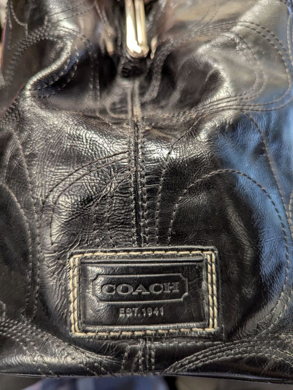 Coach Black Patent Leather Signature Tote Bag