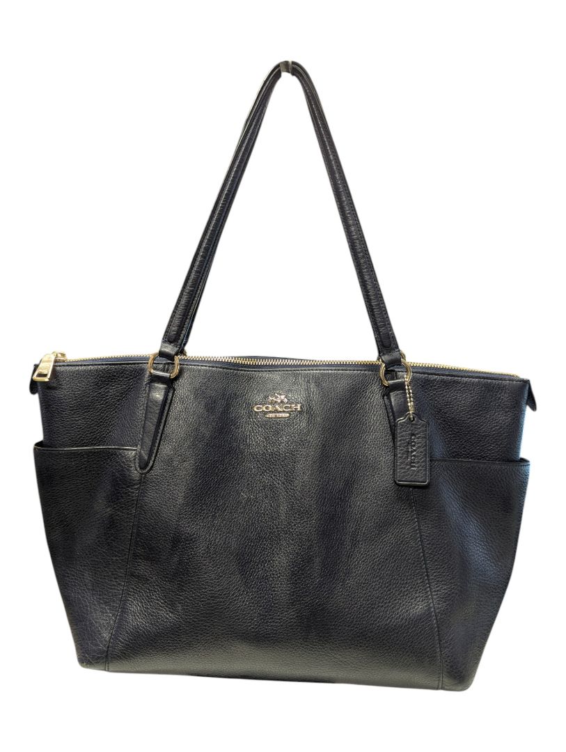 Coach Zip-Top Tote & Matching Zip-Around Wallet Set – Navy Pebbled Leather