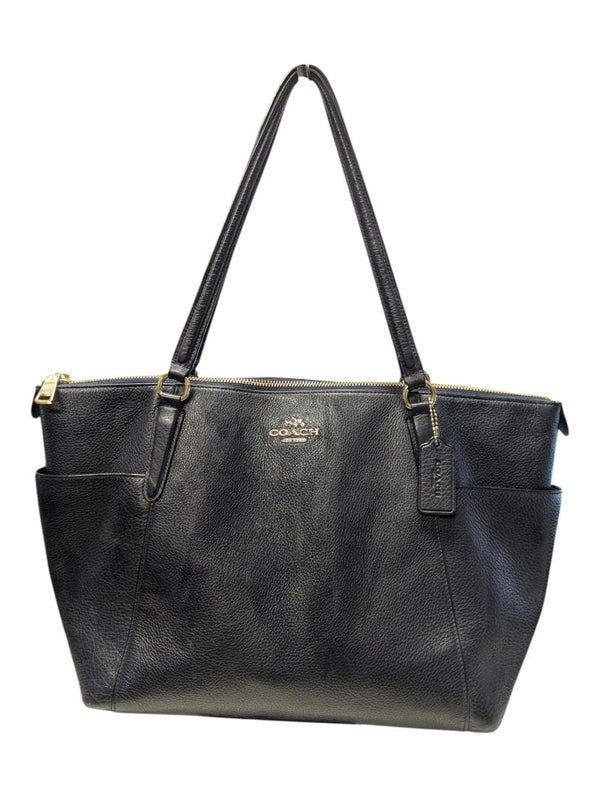 Coach Zip-Top Tote & Matching Zip-Around Wallet Set – Navy Pebbled Leather