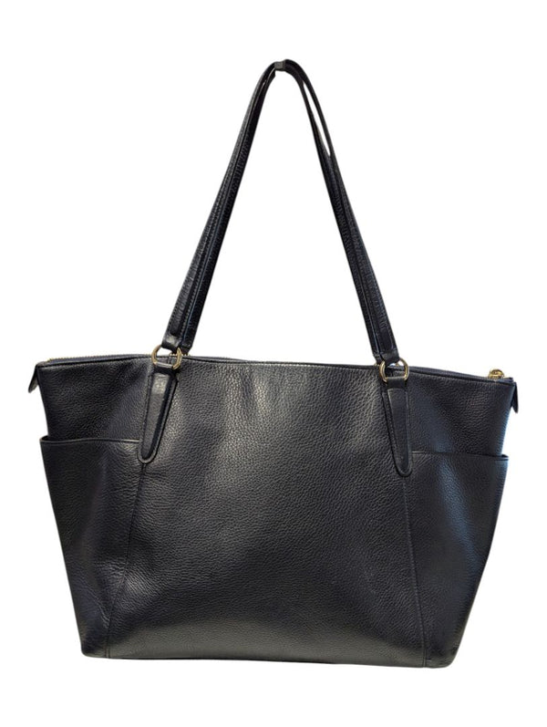 Coach Zip-Top Tote & Matching Zip-Around Wallet Set – Navy Pebbled Leather
