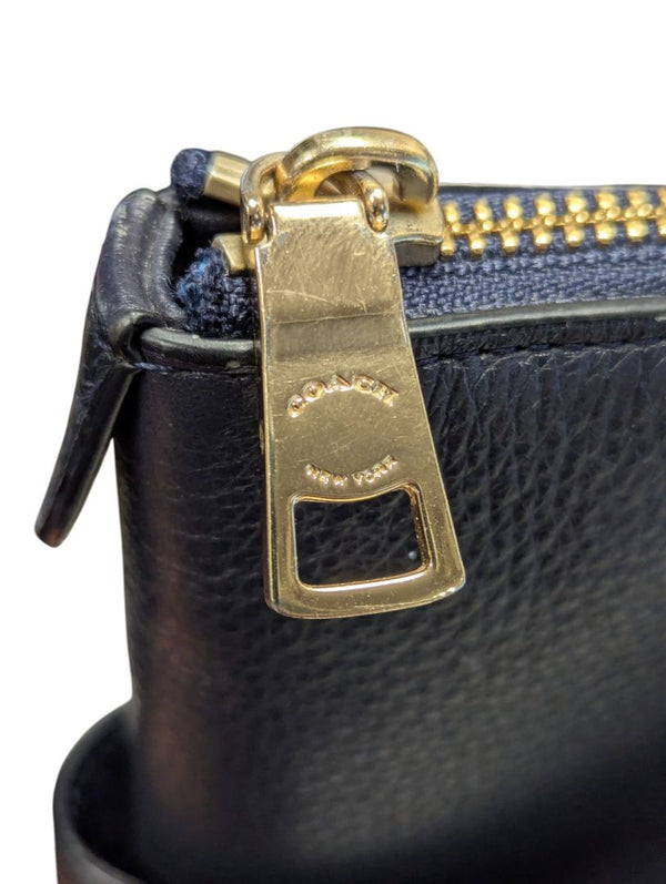 Coach Zip-Top Tote & Matching Zip-Around Wallet Set – Navy Pebbled Leather