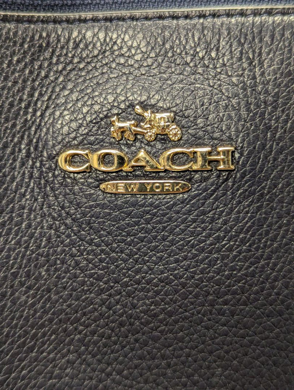 Coach Zip-Top Tote & Matching Zip-Around Wallet Set – Navy Pebbled Leather