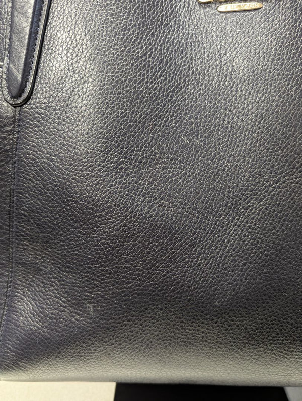 Coach Zip-Top Tote & Matching Zip-Around Wallet Set – Navy Pebbled Leather