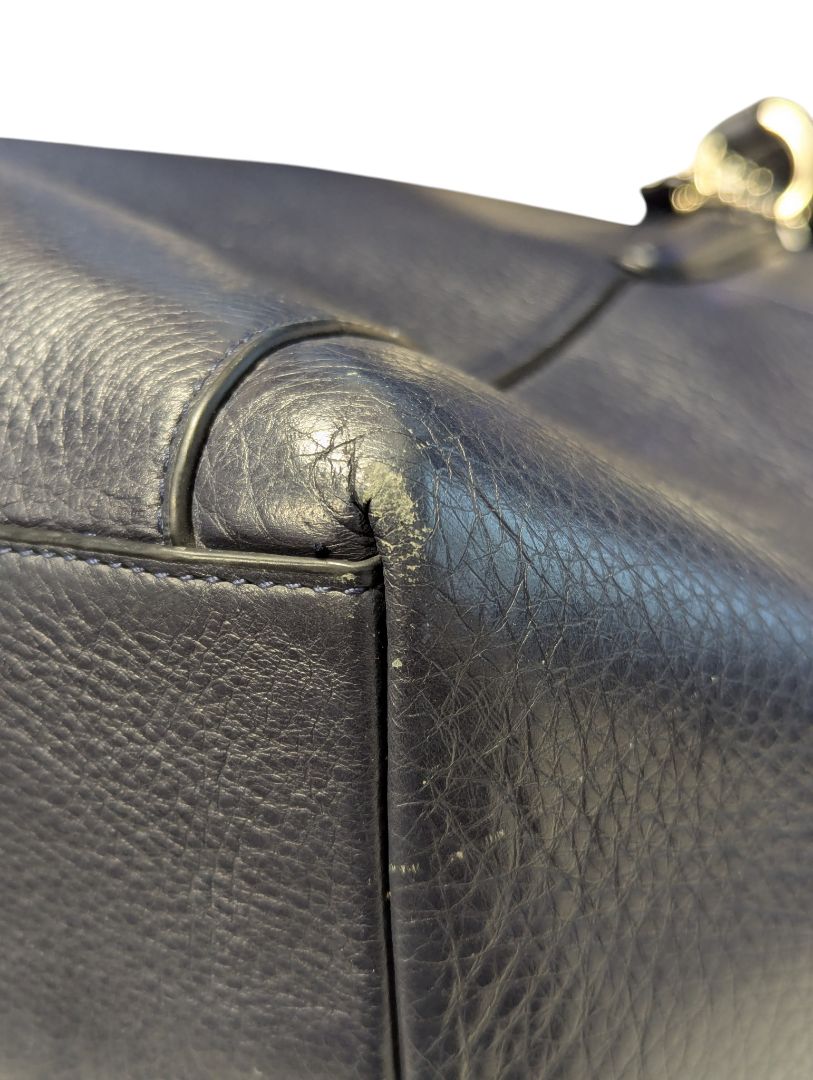 Coach Zip-Top Tote & Matching Zip-Around Wallet Set – Navy Pebbled Leather