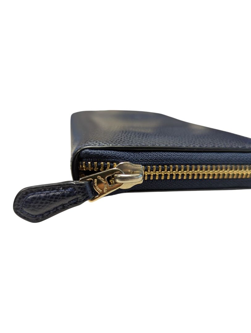 Coach Zip-Top Tote & Matching Zip-Around Wallet Set – Navy Pebbled Leather