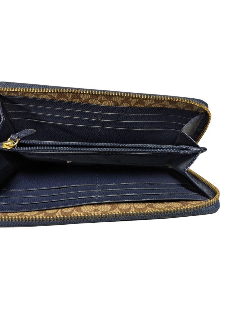 Coach Zip-Top Tote & Matching Zip-Around Wallet Set – Navy Pebbled Leather