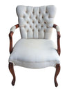 Vintage Tufted Upholstered Accent Armchair with Carved Wood Frame