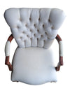 Vintage Tufted Upholstered Accent Armchair with Carved Wood Frame