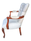 Vintage Tufted Upholstered Accent Armchair with Carved Wood Frame