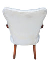 Vintage Tufted Upholstered Accent Armchair with Carved Wood Frame