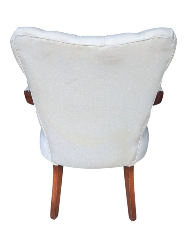 Vintage Tufted Upholstered Accent Armchair with Carved Wood Frame