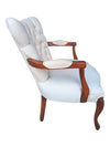 Vintage Tufted Upholstered Accent Armchair with Carved Wood Frame