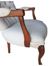 Vintage Tufted Upholstered Accent Armchair with Carved Wood Frame