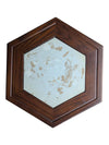 Vintage Hexagonal Wood Cabinet with Marble Top