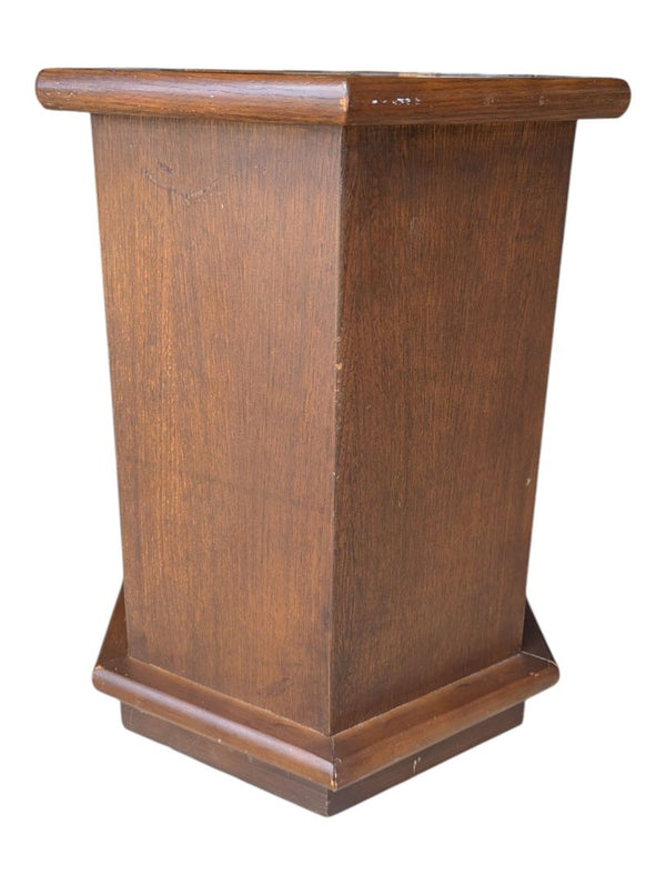 Vintage Hexagonal Wood Cabinet with Marble Top