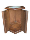 Vintage Hexagonal Wood Cabinet with Marble Top
