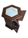 Vintage Hexagonal Wood Cabinet with Marble Top