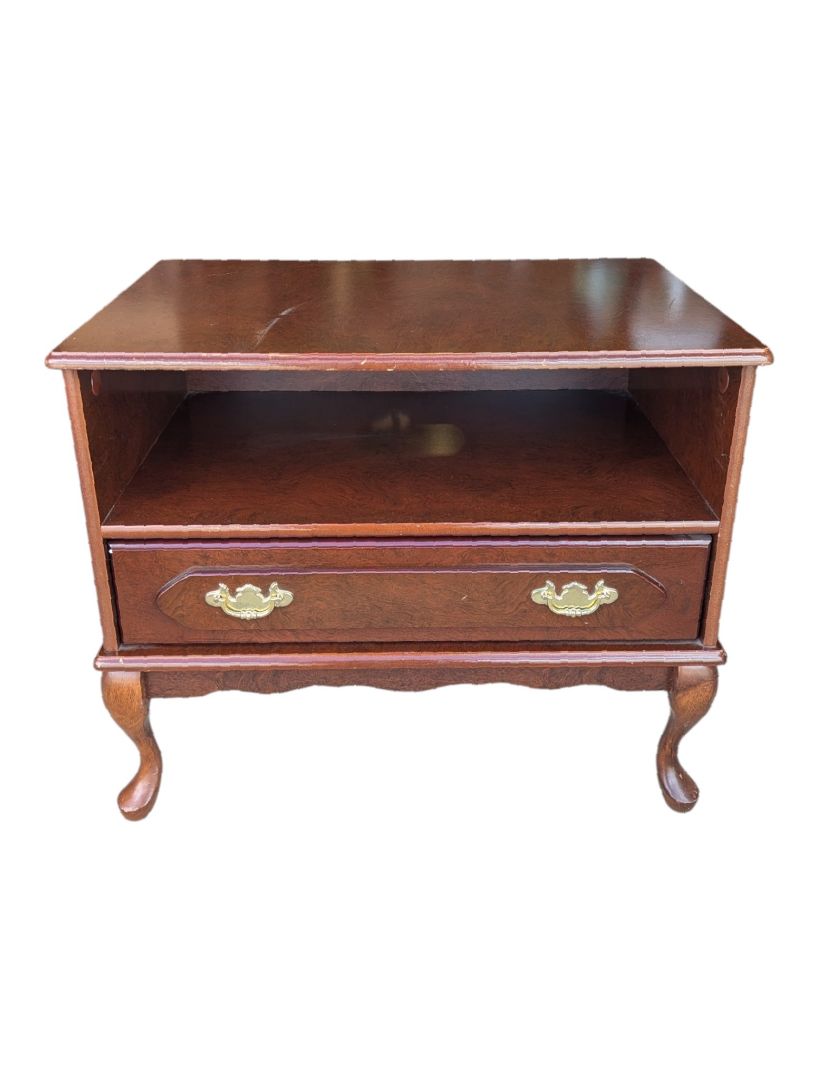 Vintage Queen Anne-Style Solid Cherry Wood Media Cabinet / Side Table
