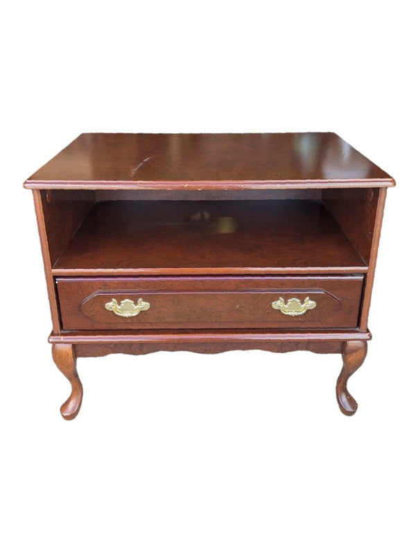 Vintage Queen Anne-Style Solid Cherry Wood Media Cabinet / Side Table