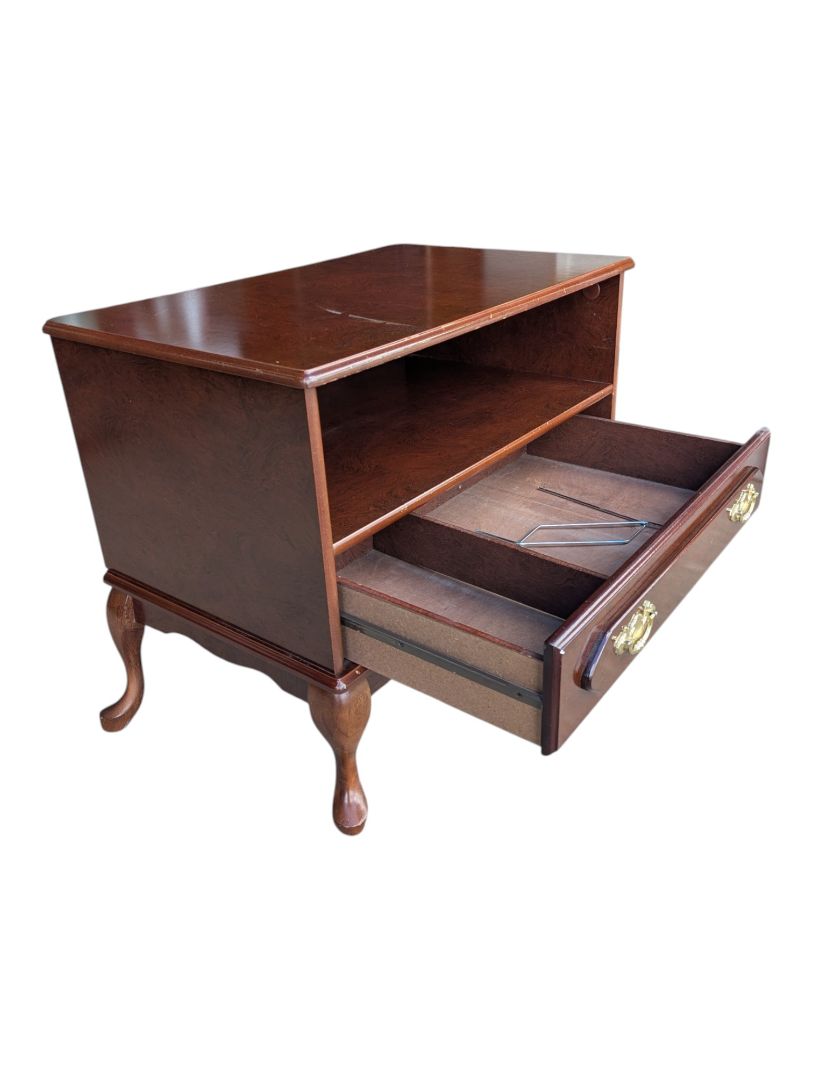 Vintage Queen Anne-Style Solid Cherry Wood Media Cabinet / Side Table