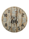 Route 66 Rustic Wood-Style Wall Clock