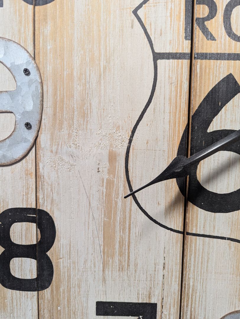 Route 66 Rustic Wood-Style Wall Clock