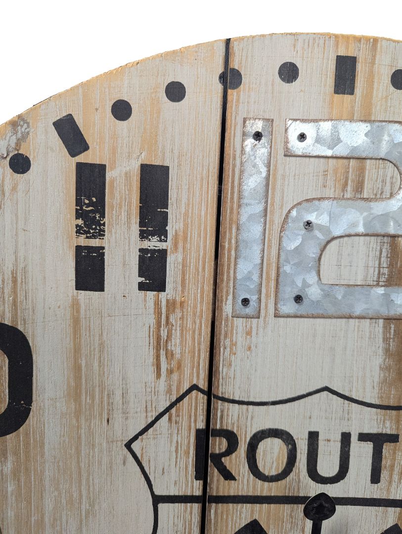 Route 66 Rustic Wood-Style Wall Clock