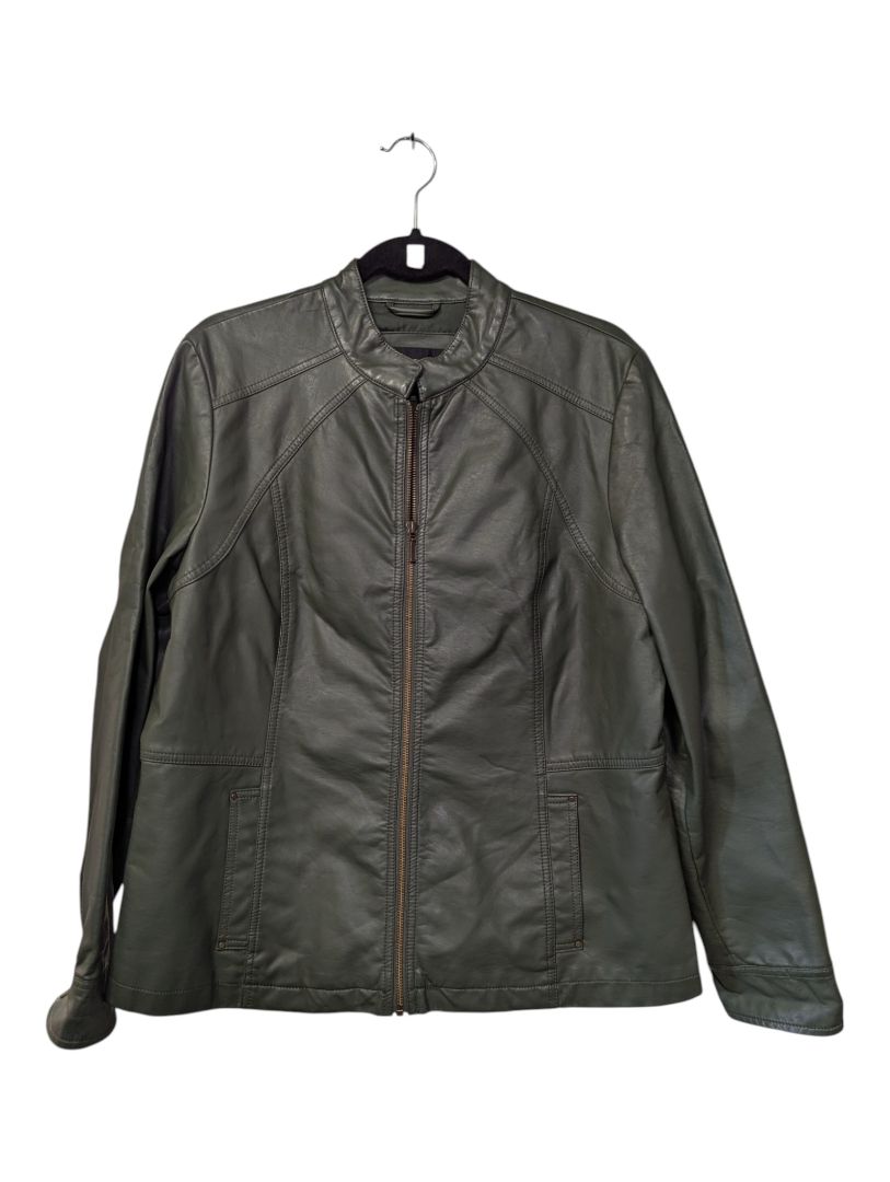 Northern Reflections Olive Faux Leather Jacket – Size L
