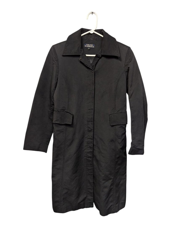 Grand Harbour Black Cotton-Blend Trench Coat – Size 10