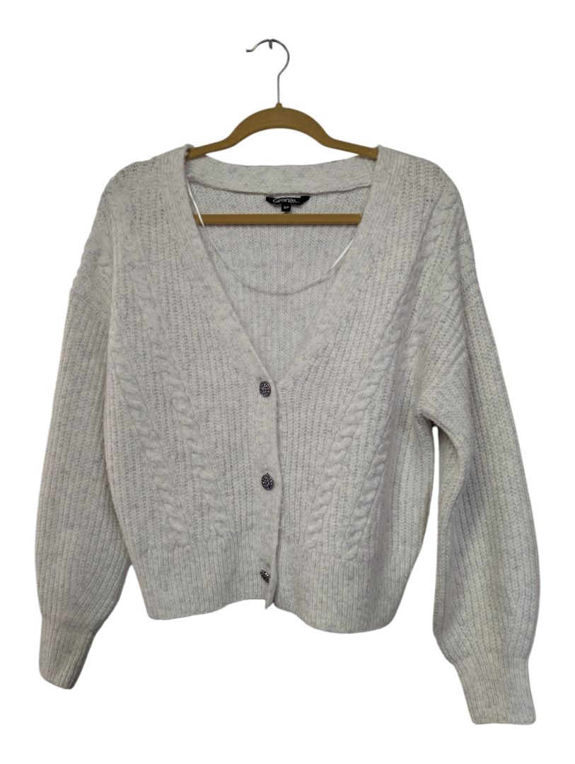 George Light Grey Cable-Knit Cardigan – Size S/P