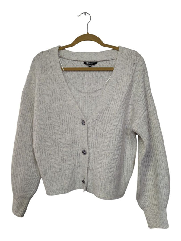 George Light Grey Cable-Knit Cardigan – Size S/P