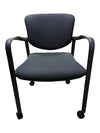 Grey Fabric Rolling Guest Chair