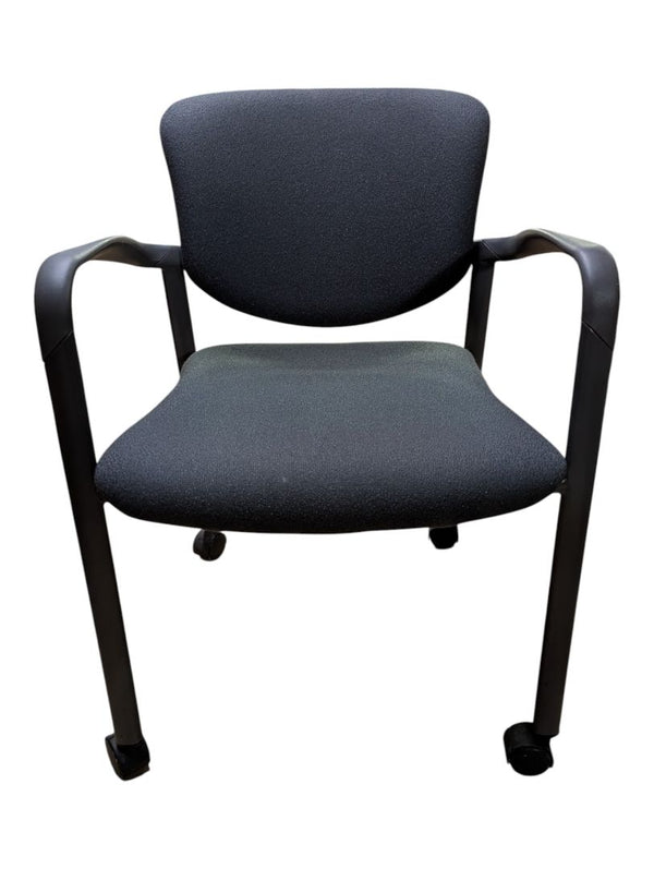 Grey Fabric Rolling Guest Chair