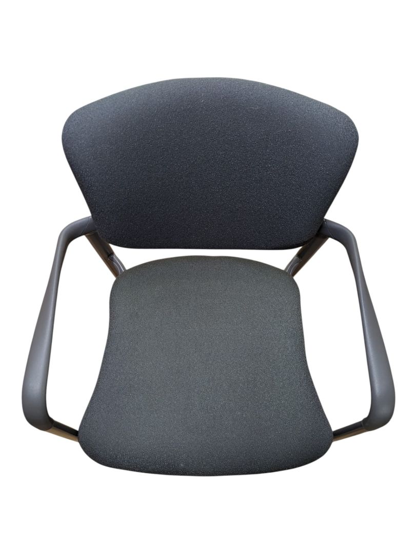 Grey Fabric Rolling Guest Chair