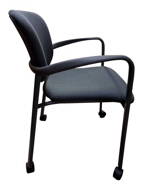 Grey Fabric Rolling Guest Chair