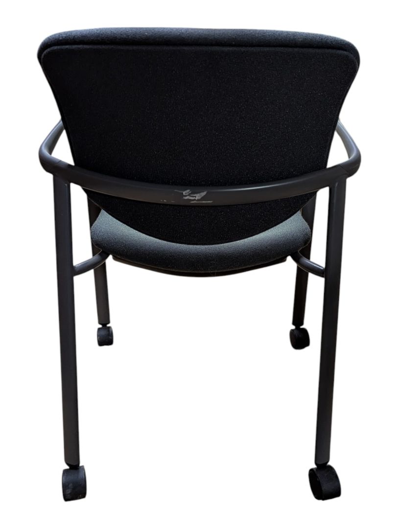 Grey Fabric Rolling Guest Chair