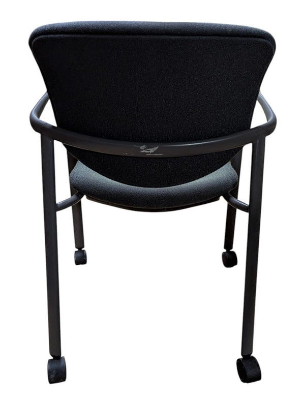 Grey Fabric Rolling Guest Chair
