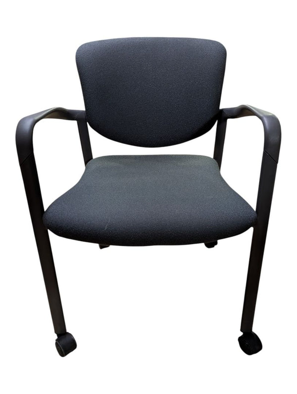 Grey Fabric Rolling Guest Chair