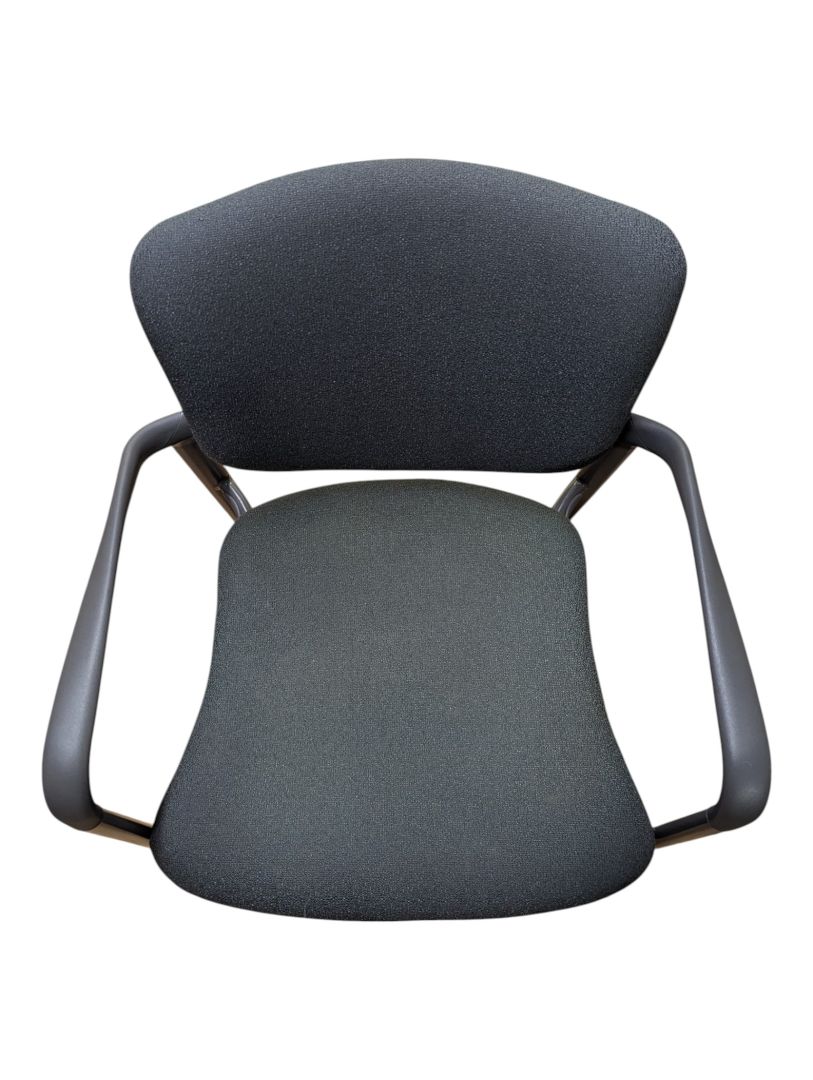Grey Fabric Rolling Guest Chair