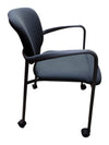 Grey Fabric Rolling Guest Chair