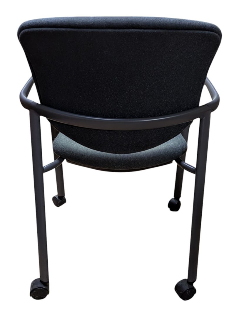 Grey Fabric Rolling Guest Chair