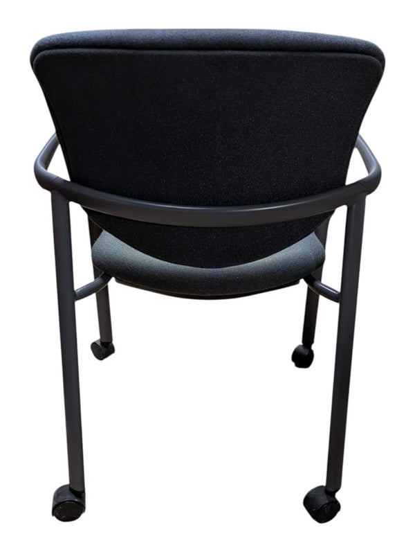 Grey Fabric Rolling Guest Chair