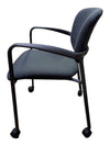 Grey Fabric Rolling Guest Chair