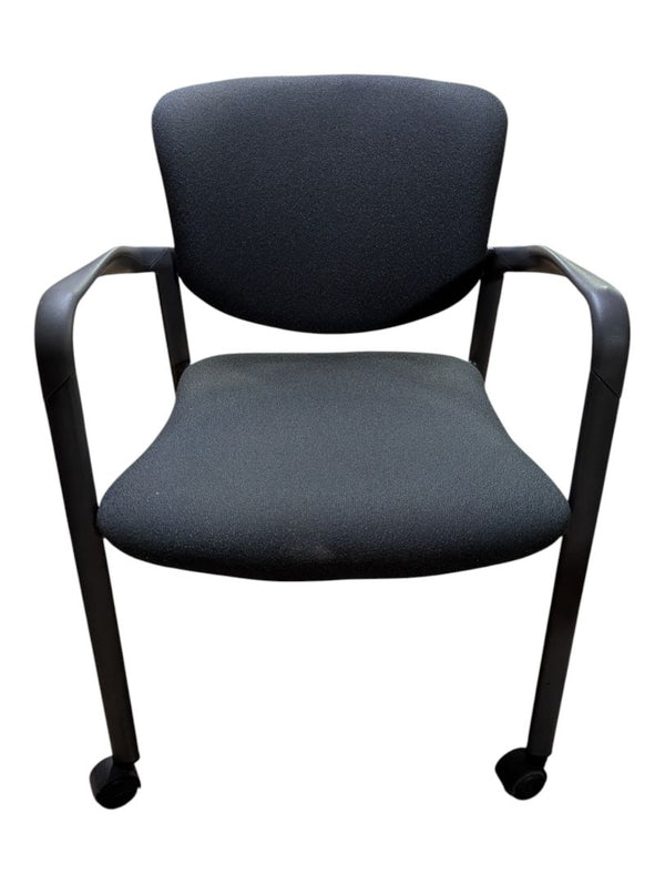 Grey Fabric Rolling Guest Chair